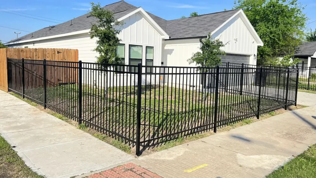 Black metal fence Houston residential